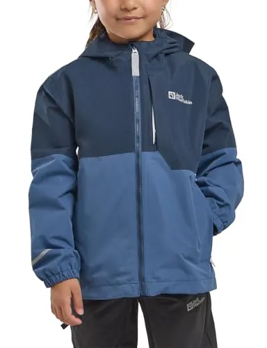 Jack Wolfskin Outdoorjacke ACTAMIC 2L JKT K blau 116 EU - Funktionsjacke in evening-sky, atmungsaktiv, elastisch, wasserdicht und winddicht - ideal für aktive Outdoor-Abenteuer.