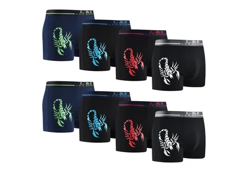 L&K Boxershorts 1104-1121 (8er-Pack) - Herrenunterhosen aus 95% Baumwolle mit tollem Muster, bequem und atmungsaktiv für den täglichen Tragekomfort in Größe XXL.