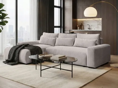 Ecksofa Benny L mit Schlaffunktion & Bettkasten – Modernes Polstersofa in Cappuccino - Entdecken Sie das stilvolle Ecksofa Benny mit praktischer Schlaffunktion und Bettkasten. Der weiche Cordstoff sorgt für besonderen Komfort und die L-Form passt perfekt in jedes Wohnzimmer. Ideal für Gästeübernachtungen!