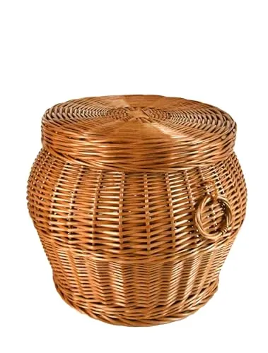 MyBer® Pouf Hocker aus Weide mit Stauraum von MyBer