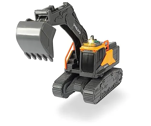 Dickie Toys 203723005 Volvo Kettenbagger, Licht & Sound, inkl. Batterien, 23 cm groß, gelb/grau