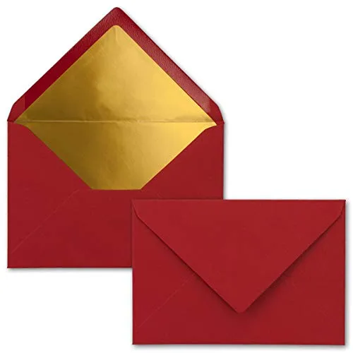 10x Briefumschläge B6 mit Gold Innenfutter