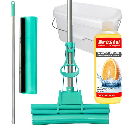 Brestol GREEN MOP SET 30-03 Doppelwringer Mopp 30 cm + Eimer + Orangenreiniger