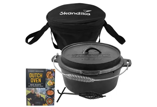 Skandika Grilltopf Dutch Oven Flame Master - Grilltopf für Outdoor-Abenteuer, bereits eingebrannt, mit 7,1 L Volumen und vielseitig einsetzbar für perfekte Gerichte am Lagerfeuer oder im Backofen.