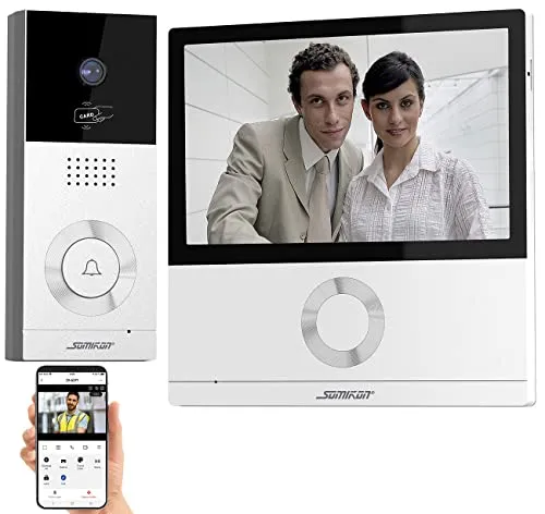 Somikon Video Sprechanlage: Full-HD-Video-Türsprechanlage mit WLAN und 17,8-cm-Touchscreen - Gegensprechanlage mit 120°-Full-HD-Kamera und Nachtsicht, steuerbar per kostenloser App für weltweiten Zugriff und Türöffner-Funktion.