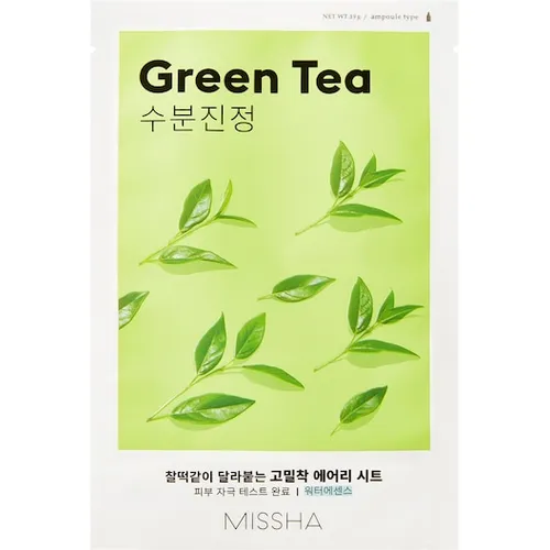Missha Airy Sheet Mask Green Tea - Tagescreme mit intensiv feuchtigkeitsspendendem Grüntee-Extrakt, ideal für trockene und gereizte Haut. Beruhigt und strafft, für ein frisches Hautbild ohne Parabene und künstliche Zusätze.