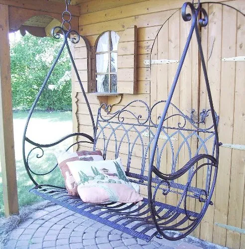 DENK Hängebank Metall Braun Wetterfest Schaukel Gondel Hängesessel 1868 2Sitzer Gartenbank