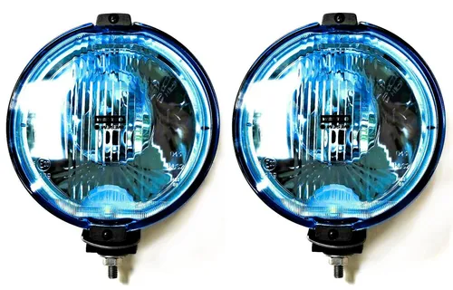 2x Rund Fernscheinwerfer Blau LED Ring Positionsleuchte und H3 24V Glühbirnen
