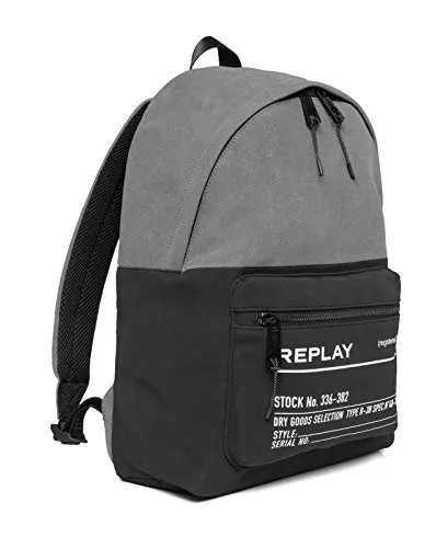 REPLAY Herren FM3504 Rucksackhandtasche, 1447 Black-Mouse Grey