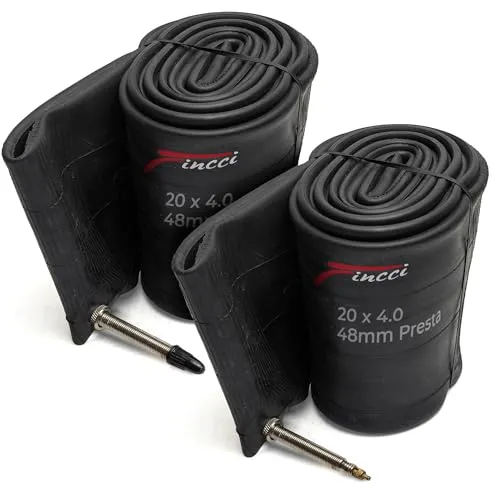 Fincci Fahrradschlauch 20 x 4.00 Zoll - Paar Fatbike Schlauch 100-406 mit Schrader Autoventil Ventil 48 mm - MTB Schläuche für Fat Bike, EBike, Mountainbike, Rennrad Fahrrad, klapprad - 2er Pack