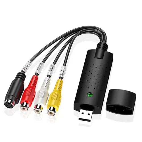 USB 2.0 Video Grabber für VHS und Hi8 - Video-Formatwandler zur Digitalisierung von VHS und Hi8 auf PC, unterstützt hohe Auflösungen und ist einfach zu bedienen – ideal für die Archivierung Ihrer Erinnerungen!