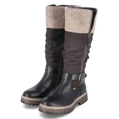 Rieker Langschaftstiefel mit wasserabweisender riekerTEX-Membran – Beige/Braun/Schwarz, Größe 36 EU