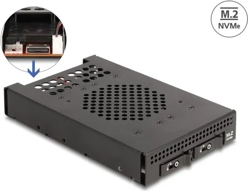 Delock Mobiles Speicher-Rack M.2 - Wechselrahmen für HDD/SSD, ermöglicht schnellen Zugriff auf M.2 SSDs und ist ideal für Datenübertragungen unterwegs.