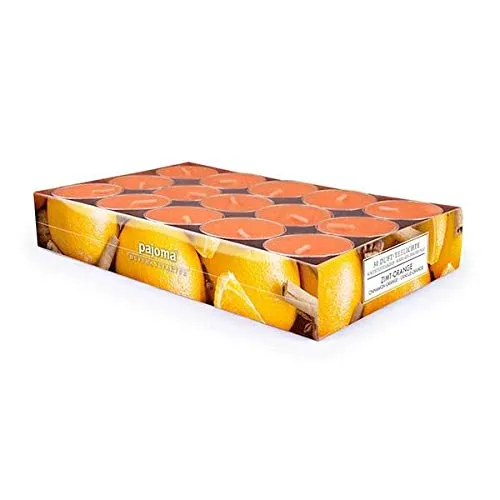 pajoma® Teelichte 30 Stück, Zimt-Orange | Duft-Teelichte in Aluminiumhülle, Brenndauer ca. 4 Stunden - Höhe 1,5 cm ø 3,5 cm | Premium Qualität | Deko, Gastronomie, Outdoor, Party, Windgläser, Hochzeit