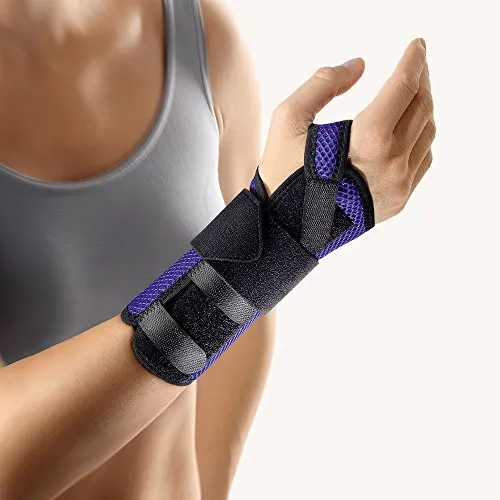 Bort 112730 x-smal rechts blau ManuStabil kurz Handgelenkorthese, rechts oder links tragbar in verschiedenen Farben, rechts x-small, blau