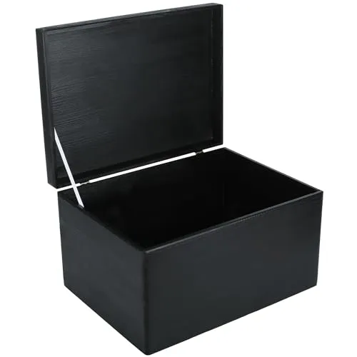 Creative Deco Holzkiste – Große Holzbox mit Deckel 40x30x24 cm - Robuste Holzkiste in Schwarz, ideal zur stilvollen Aufbewahrung und Dekoration. Perfekt für jeden Raum!