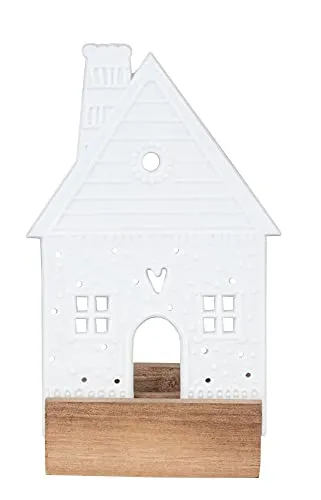 Lichtobjekt Lebkuchenhaus Lebkuchenhäuschen Teelichthalter, Porzellan, weiß