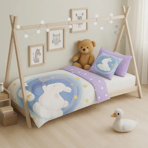 Kinderbettwäsche Hase bedruckt Garnitur