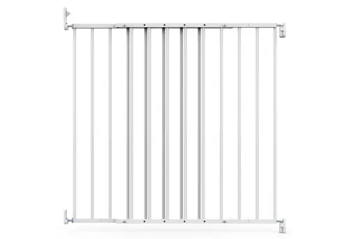 Geuther Türschutzgitter 4710 aus Metall, weiß – Schraubmontage – 60–107 cm, Barrierefreier Durchgang ohne Stolperfalle