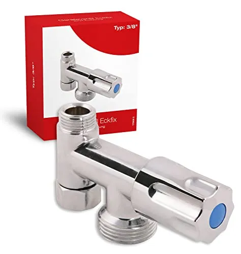 Sanitop-Wingenroth Eckfix | chrom | mit Geräteanschluss | Anschluss: 3/8 x 3/8 x 3/4 Zoll | Rückflussverhinderer | für nachträglichen Anschluss von Wasch- oder Spülmaschine | Messing | 17009 3