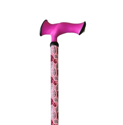 Stock-Fachmann® Höhenverstellbarer Gehstock Ergonomischer Super Soft Escort Paisley Design Pink 10-fach Höhenverstellbar Von 76-98cm Eigengewicht 400g Belastbar Bis 100kg Mehr Gangsicherheit Und Halt