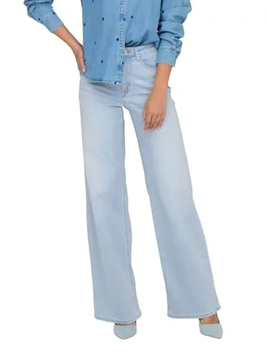 ONLY Onlmadison Blush Hw Wide DNM Cro495 Noos - Modische Jeans für Jugendliche - Jeans, für Jugendliche mit weiterem Beinschnitt, Gürtelschlaufen und hoher Taille für einen trendigen Look.