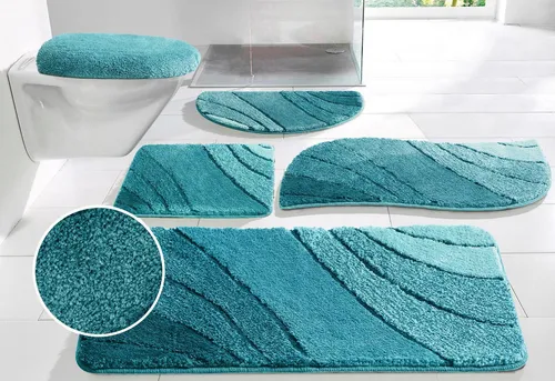 my home Badematte Josie, Badvorleger, Badezimmer Teppich, Höhe 20 mm, rutschhemmend beschichtet, fußbodenheizungsgeeignet, schnell trocknend, strapazierfähig, Polyester, halbrund, Badteppich, Badematten, rechteckig, rund & als 3-tlg. Set erhältlich