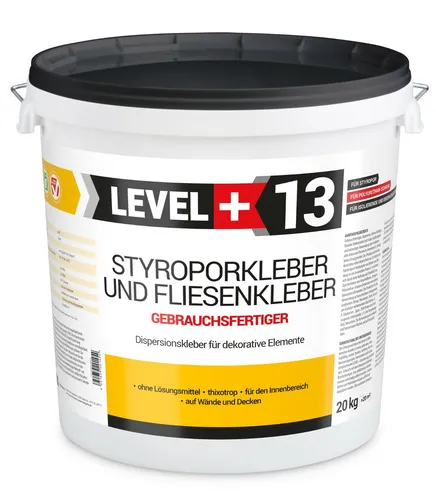 Dispersionkleber 20kg Styroporkleber - Kleber & Leime, gebrauchsfertiger Styroporkleber auf Polymerbasis, ideal für Innenanwendungen und vielseitig einsetzbar auf verschiedenen Untergründen.