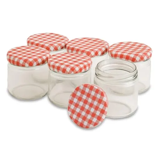 Blumixx Einmachgläser mit Deckel kariert, 24er Pack, 210 ml - Ideal für Marmeladen, Konserven & Aufbewahrung, Perfekt für Heimwerker und Hobbyköche