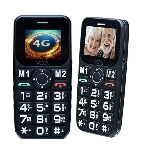 VOCA 4G-Telefon mit großen Tasten für Senioren | Entsperrtes 4G LTE | Verstärkte Lautstärke | SOS-Taste | Kurzwahl | Große Nummernanzeige | Große Taste | Langlebig | V141 (Schwarz)