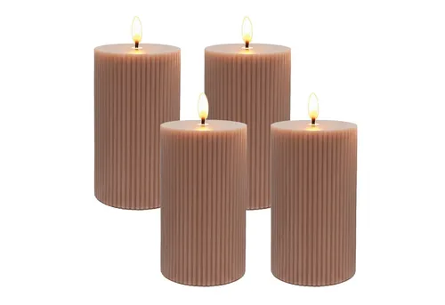 relaxdays LED-Kerze 4er Set 13 cm, Altrosa in pink von Relaxdays