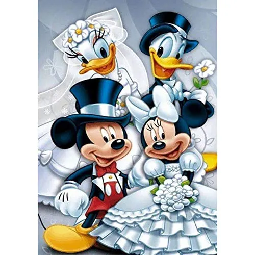 5D-Diamant-Malerei-Set zum Selbermachen, Kristall-Strassstein-Stickerei, Gemälde, Kunsthandwerk für Zuhause, Wanddekoration, Vollbohrer (Micky Maus Donald Duck, 30,5 x 40,6 cm)