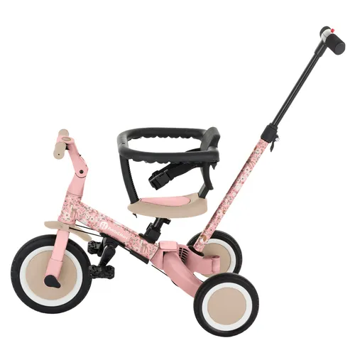 Petite&Mars Turbo 5-in-1 Dreirad, Skalierbar und Verstellbar, Waldrosa