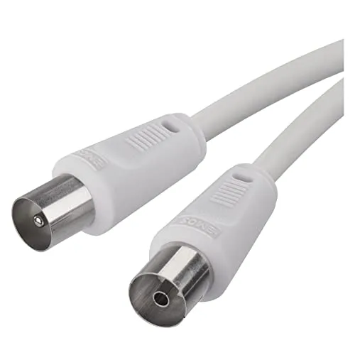EMOS Antennenkabel, Koaxialkabel, Fernsehkabel 5 m, Koax-Kabel für Digitales Fernsehen, TV, Receiver, SAT, doppelt abgeschirmt, gerader Koax-Stecker auf gerade Koax-Buchse