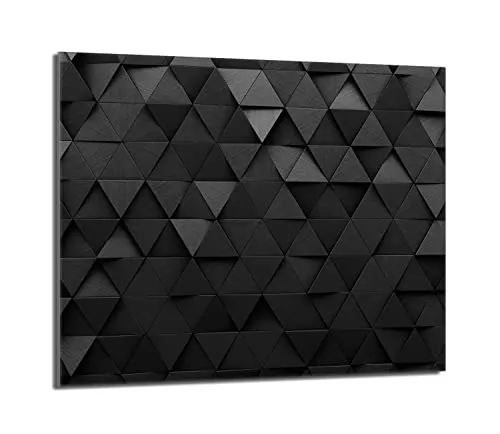 Herdabdeckplatte 60x52 Einteilig Glas Elektroherd Induktion Herdschutz Spritzschutz Glasplatte Deko Schneidebrett, Muster Schwarz