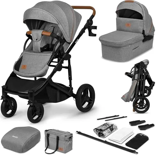 LIONELO Mari Tour 2-in-1 Kinderwagen - Buggys: Geländegängiger Kinderwagen mit 5-Punkt-Gurt, dreifacher Dämpfung und XXL Verdeck für optimalen Komfort und Sicherheit auf unbefestigten Wegen.
