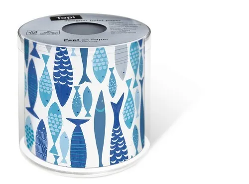 Toilettenpapier Rolle Shoal of Fish in blau von Paper+Design