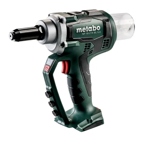 Metabo Blindniet-Pistole NP 18 LTX BL 5.0 - Akku, 18 V, 10.000 N Zugkraft - Akku-Blindnietgerät mit max. Zugkraft von 10.000 N, LED-Licht für optimale Ausleuchtung und schnellem Mundstückwechsel für verschiedene Nietdurchmesser. Ideal für präzises Arbeiten.