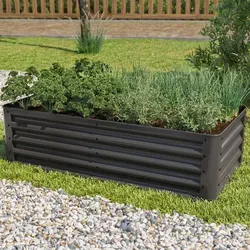 PRIMEYARD Eco Hochbeet 120 x 60 x 35 cm - Hochbeet aus robustem Stahl in edlem anthrazit, ideal für naturnahen Gartenbau. Rücken- und gelenkschonend, pflegeleicht mit 10-Jahres-Garantie gegen Durchrostung.