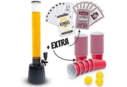 Goods+Gadgets Trinksystem Biersäule 3,5L & 5L – XXL Biertower mit Zapfhahn & Kühlfunktion Party