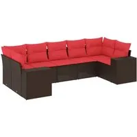 Produktbild vidaXL 7-teiliges Gartensofa-Set mit Kissen – Braun