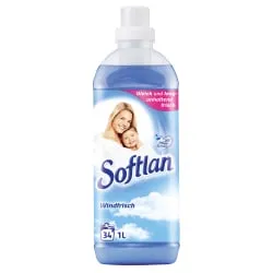 Colgate Palmolive GmbH (CP GABA GmbH) Softlan Weichspüler, Wäschepflege mit wertvollen Substanzen für eine langanhaltende Frische, 1 Liter - Flasche, 34 Waschladungen, Windfrisch