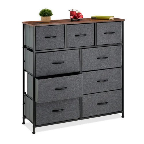 Moderne Kommode mit 9 Schubladen - Stilvolle Beistellkommode für Schlafzimmer, Wohnzimmer und Flur, bietet viel Stauraum und ist freistehend. Maximale Gewichtskapazität von 20 kg.