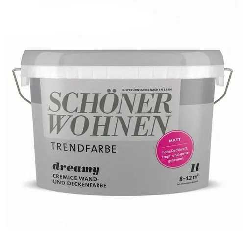 Schöner Wohnen Trendfarbe matt 1 L - Dreamy - Farben für Innenräume, hochdeckend und scheuerbeständig mit Touch Protect-Ausstattung, ideal für Allergiker und vielseitig einsetzbar.