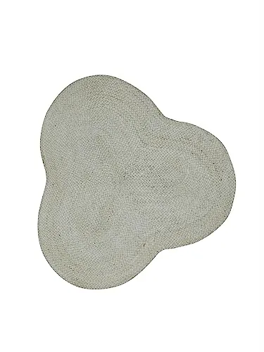carpetfine Juteteppich Alia Sonderform Creme 60x60 cm handgewebt aus Jute | Moderner Naturteppich Uni im Boho - Style Teppich Oval für Wohnzimmer, Schlafzimmer und Küche