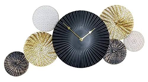 Levandeo® Wanduhr - Stilvolle Wanddeko in Metall Schwarz Gold - Wanduhren: Elegante 64x32cm Wanduhr aus Metall, verleiht jedem Raum einen Hauch von Luxus und Stil.