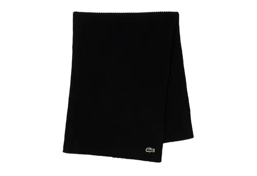 Lacoste Unisex Re0058 Winter-Schal - Schwarz - Herren-Schals aus umweltfreundlicher Wolle, kuschelig und warm mit aufgesticktem Krokodillogo für einen stilvollen Look.