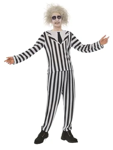 Rubies Beetlejuice Kostüm für Erwachsene - Offizielles Beetlejuice-Lizenzkostüm mit bedruckter Jacke und Hose, perfekt für Halloween, Cosplay und Partys – ein echter Hingucker!