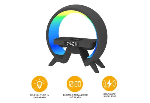 Miraval Wecker mit kabelloser Ladefunktion und RGB-Licht in schwarz von Miraval
