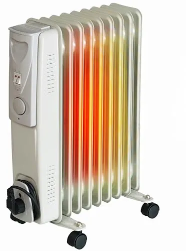 BROLLUX Ölheizung elektrisch 2000W OH-09 Ölradiator Elektroheizung 9 Lamellen mobiler Elektroheizkörper Heizgerät Thermostat grau